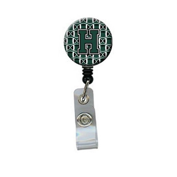 Carolines Treasures Letter H Football Green and White Retractable Badge Reel CJ1071-HBR